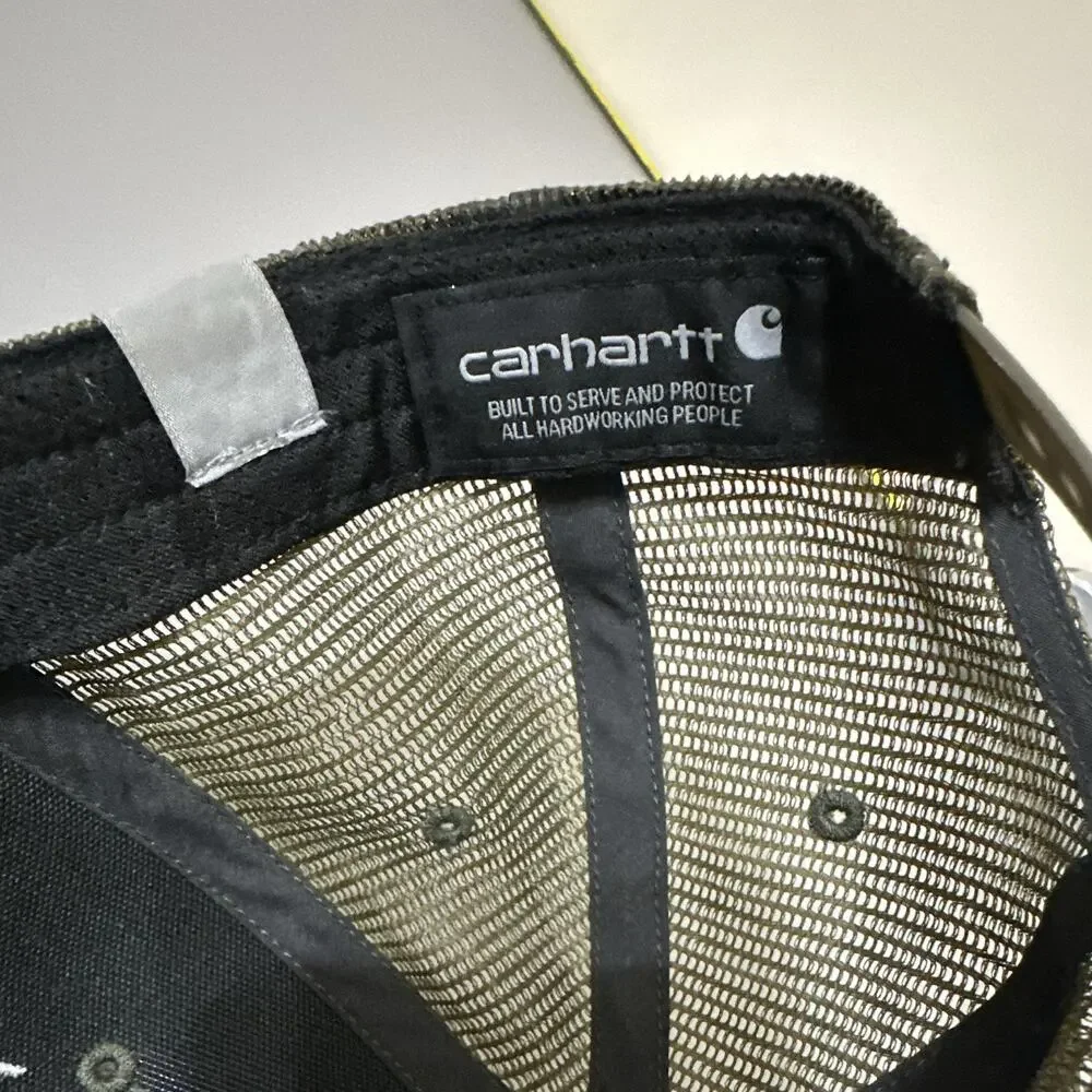 Carhartt Green Solid Trucker Hat Mesh Back Adjustable One Size Antler Logo
